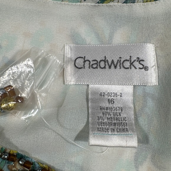 Chadwicks Top Womens 16 Silk Blend Paisley Floral Beaded Embellished Boho Fairy - Picture 3 of 10